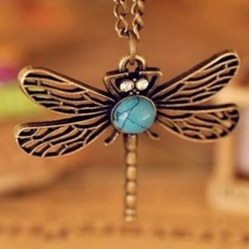 Dragonfly Art Nouveau Inspired Long Necklace - Picture 4 of 4